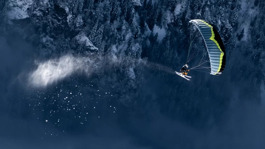 Progressive speedriding flying snow